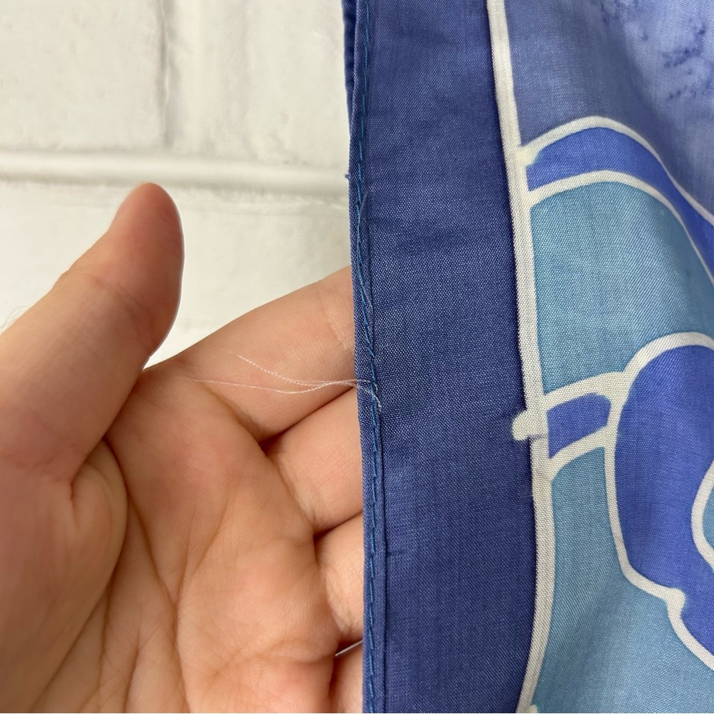 Vintage Blue Patterned Scarf - Picture 4 of 4